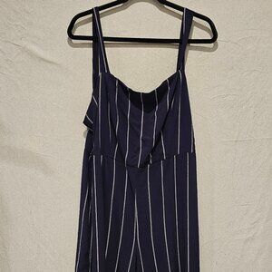 Forever 21+ Blue Striped Summer Overalls 1X, Wide-Leg Casual Outfit